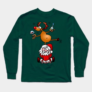 Reindeer is having a drink on Santa Claus Long Sleeve T-Shirt